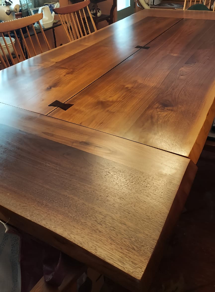 Slab dining table with butterfly keys