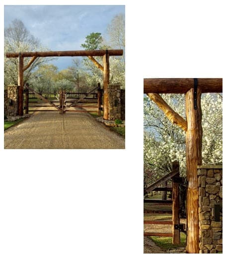 White log structure and sinker cypress gate